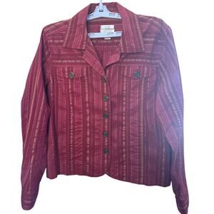Christopher & Banks Button-up  Long Sleeve Jacket Size XL in Rust/Brick Red